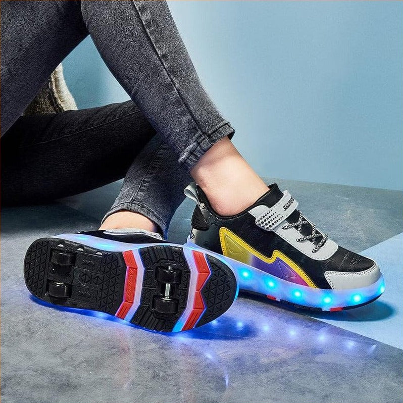 Enfants Baskets Usb Recharge Light Up Skates Chaussures Garçons Filles  Casual Skateboard Chaussure Roller Skate Outdoor Sports Shoes avec LED