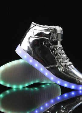 Led Sneakers Shiny Silver 7 Led Light Colors  | Dancing Led Light Shoes  | Kids Led Light Shoes  | Led Light Shoes For Men  | Led Light Shoes For Women