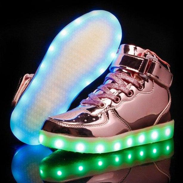 Led Sneakers For Kids Light Up Shiny Lavender  | Kids Led Light Shoes | ledlegs.