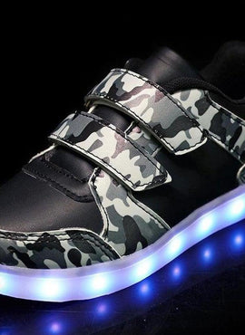 Led Light Children'S Camouflage Shoes - Black  | Kids Led Light Shoes  | Led Light Shoes For Girls & Boys