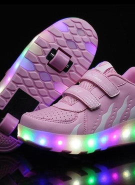 Led Roller Shoes For Kids 1 or 2 Wheel Options - Pink  | Led Light Roller Heel Wheel Shoes