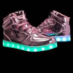 Led Sneakers For Kids Light Up Shiny Lavender  | Kids Led Light Shoes | ledlegs.