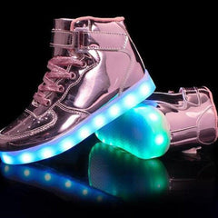 Led Sneakers For Kids Light Up Shiny Lavender  | Kids Led Light Shoes | ledlegs.